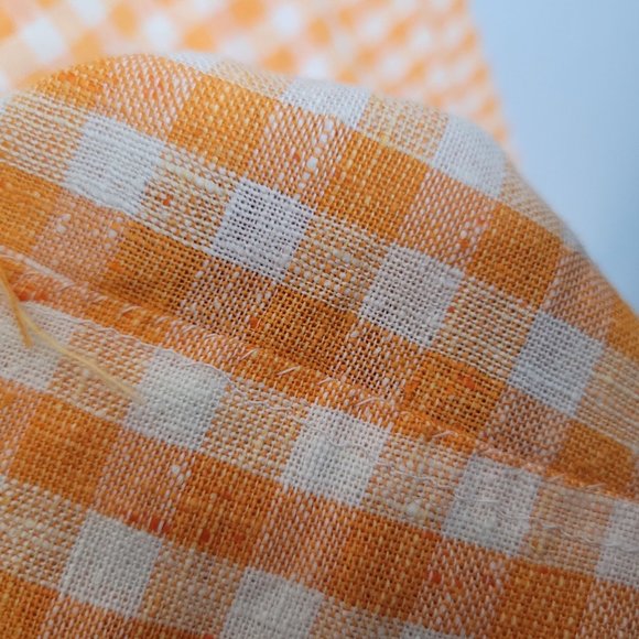 Vintage Dress Handmade Orange White Check Zip Back 3/4 Sleeve Size 10/12 - Picture 6 of 8